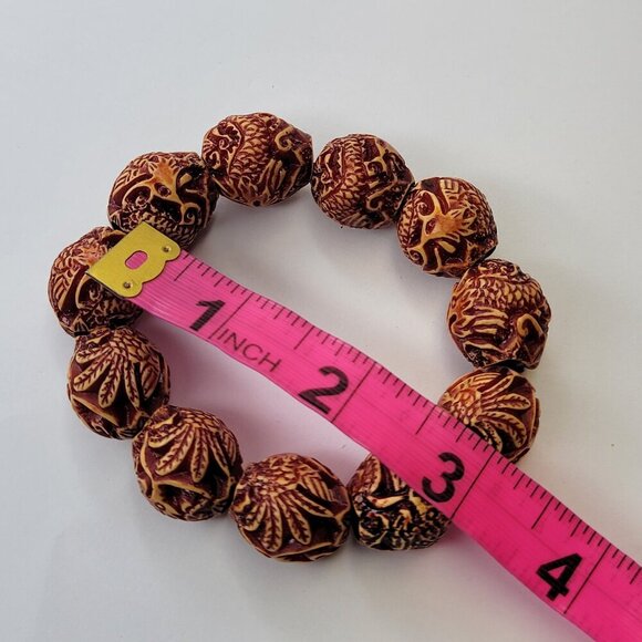 Dragon Fire Flame Bead Stretch Bracelet in Brown - Picture 7 of 7